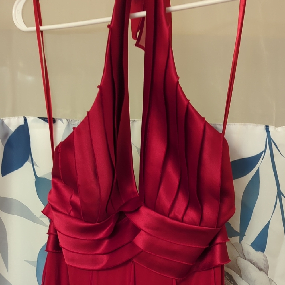BCBGMaxAzria Red Chemise with Plunging V-Neckline